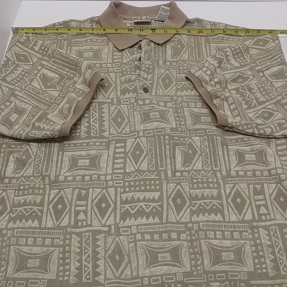 Bugle Boy Co. men's vintage short sleeve polo shirt large browns geometric print - Picture 5 of 12